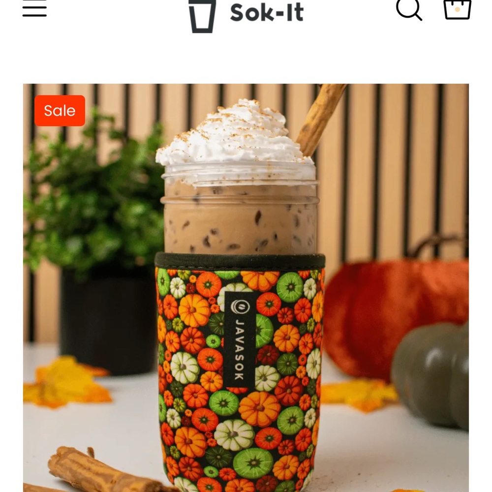Javasok Sok It Pumpkin Pattern Cup Sleeve large and medium